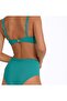Women's Green Textured Fabric Removable Thin Lined High Waist Tightening Bikini Set - 4