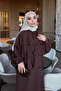 Brown Collared Tie-Back Layered Skirt Set - 4