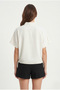Women's Rachel Modal Gold Button Detailed Bat Sleeve High Neck Knitted Ecru Blouse - 5