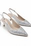 Women's Silver Stone Evening Dress Shoes 5 cm Heel Comfortable Full Mold.