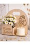 White Wooden Presentation Stand with the Words "Dear Dad" - Flower Holder and Cake Box with Dad Baby Silhouette
