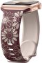 Floral Engraved Strap Compatible with Apple Watch Strap 41mm 40mm 38mm for Women, Two-Tone Flower Soft Silicone Sport Band