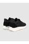 Black Knitwear Genuine Leather Women's Sneaker Shoes - 3