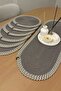 Jute Straw Runner Supla Set 7 Pieces - 30X80 cm Oval Washable American Service Tablecloth Set - 4