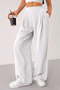 Women's Trousers Scuba Crepe Fabric Elastic Waist Pocketed Pleated Wide Leg Palazzo Trousers Scuba-Crep