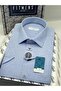 Classic Short Sleeve Linen Cotton Breathable Fabric Gift Boxed Men's Shirt Fs-004573 - Blue - 2