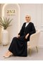 Women's Black Bow Tie Detail Hijab Skirt and Shirt Double Set - 2