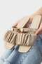 Women's Gold Detailed Drawstring Slippers Vi̇zon - 3