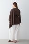 Women's Brown Linen Belted Tunic with Scarf Detail - 7