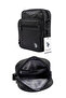 Black Men's Nylon Crossbody Shoulder Bag Lightweight Water Repellent Double Compartment Postman - 4