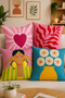 Abstract Art Themed Decorative Pillowcase Set of 4 Modern Living Room Throw Pillows (Double-Sided)