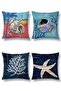Sea Corals Patterned 4-Piece Throw Pillow Cover Set - 3