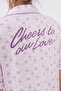 Shirt Collar Short Sleeve Buttoned Checkered Heart Patterned Shorts Milan Women's Pajama Set - 3