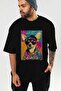 For Dog Lovers 37 Front Dog Printed Black Oversize T-Shirt 100% Cotton Unisex Dog Lover Premium Design - 7