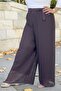Elastic Waist Bib Detail Lined Pleated Wide-Legged Plus Size Chiffon Pants Skirt - 4