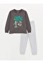 Lcw Kids Anthracite Crew Neck Printed Long Sleeve Boys' Pajamas Set - 3