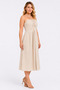 Women's Plus Size Beige, Neck-Tie Tunic Fabric Dress 65N39548 - 6