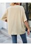 Women / Girls Beige Oversize T-Shirt Wild Printed - 3
