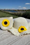 Girl's Beach Gift Straw Hat Bag Set Sunflower Model |   Sunscreen Cream Color Summer Combination
