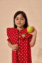 Polka Dot Asymmetrical Apple Embroidered Dress Red - 5