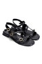 Black Thermo Non-Slip Sole Buckle Detailed Women's Sandals - 4