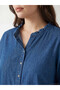 Two Mt Shop Quality Lcw Grace Blue Cropped Collar Women's Jean Shirt Tunic - 3