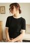 Elegant Knitwear Crew Neck Vintage Women's T-Shirt - 2