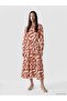 Lcw Everyday Orange Judge Collar Patterned Belted Dress - 2