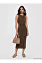 Crew Neck Belted Textured Dress