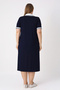 Women's Plus Size Navy Blue V-Neck Short Sleeve Lycra Dress with Pockets - 6