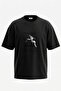 Icarus Fall Design Back Printed Cotton Black Oversize T-Shirt