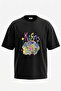 Korn Design Back Printed Cotton Black Oversize T-Shirt