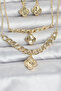 Gold Color Brass Necklace Bracelet and Earrings Set Stainless Steel Colorfast Gift - 2
