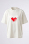 تي شيرت Undertale Game Over Design مطبوع على الظهر من القطن باللون الأبيض مقاس كبير