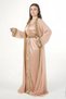 Moroccan embroidered satin kaftan dress with a waist belt - 3
