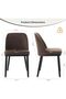 Set of 2 Modern Dining Chairs, Linen Upholstered, Beige with Curved Backrest, Wooden Legs, Decorative Chair for Kitchen, Dining Room, Living Room, Brown - 2
