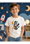 Children's Rocket Astronaut Printed Short Sleeve Crew Neck T-Shirt