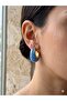 Blue Marble Pattern Gold Steel Earrings Waterproof Modern Women's Earrings - 2