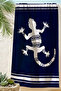 Navy Blue Lizard Figured Marine Beach Towel-Nautical Ethnic White Resort Quick-Drying Cover Towel - 6