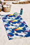 Shark Sea Themed Beach Towel Coverlet - Marine Blue Pool Quick-Dry Microfiber Towel Coverlet - 2