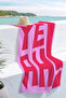 Text-Themed Pink Beach Towel - Minimalist Fuchsia Typographic Pool Sea Bath Beach Cover - 6