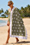 Floral Striped Modern Beach Towel - Bohemian Lilac Khaki Mediterranean Style Quick-Dry Microfiber Towel - 4