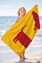 Children's Beach Towel with Cute Dog Figure - Minimalist Yellow Red Quick-Drying Microfiber Towel - 2