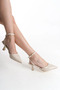 Short Heeled Strappy Beige Women's Shoes Heel Height 7.5 cm - 2