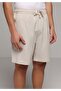 Regular Fit Mid Waist Straight Men's Ecru Shorts - 4