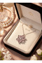 Silver Color Pink Lotus Flower Steel Necklace - 4