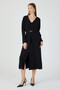 V-Neck Modal Fabric Regular Fit Long Dress with Slits and Buckle Details # 03025