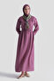 Aller Detailed Elastic Waist Dress Burgundy - 3