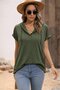 Women's Short Sleeve Hooded Lace-Up Viscose Blouse - 2