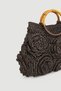 Floral Detailed Straw Bag with Wooden Accessories - Brown - 3
